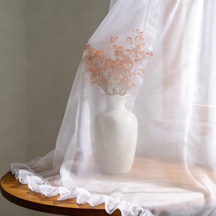 European Minimalist White Sheer Curtain — Pleated Tape, 2 Sizes