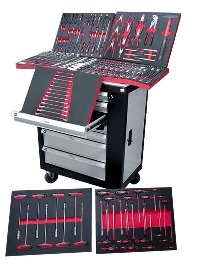 Customizable 260-Piece Auto Tool Trolley Cabinet for Ultimate Organization