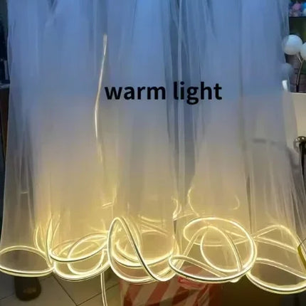 LED Wave Gauze Curtain with String Lights