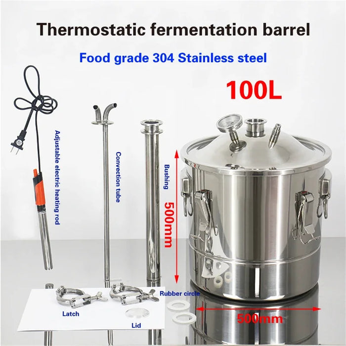 Premium Stainless Steel Fermentation Barrel with Advanced Temperature Control System for Brewing and Winemaking Enthusiasts