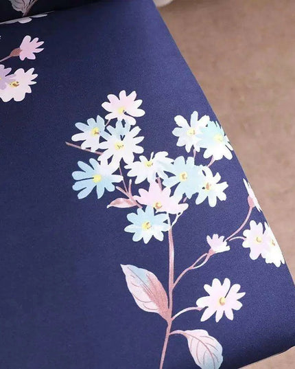 Chic Dark Blue Floral Slipcover for Nordic-Inspired Chairs