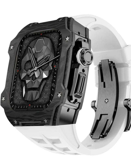 Transform Your Apple Watch Ultra 49mm with a Luxurious Carbon Fiber Case and Fluororubber Strap Set - Redefine Your Elegance!