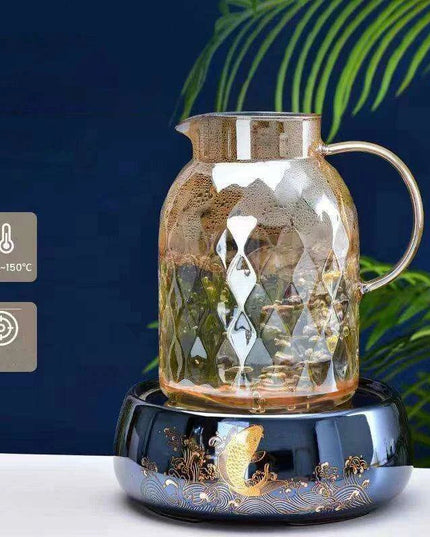 Amber Elegance: Stunning Glass Teapot with Yixing Clay Kettle and Built-in Strainer