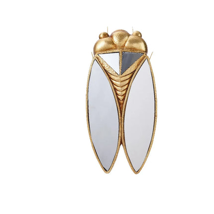 Xin Yi Golden Cicada Resin Wall Mirror - Insect Sculpture Decor