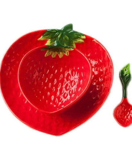 Charming Strawberry-Inspired Kids' Ceramic Dining Collection for Fun Mealtimes