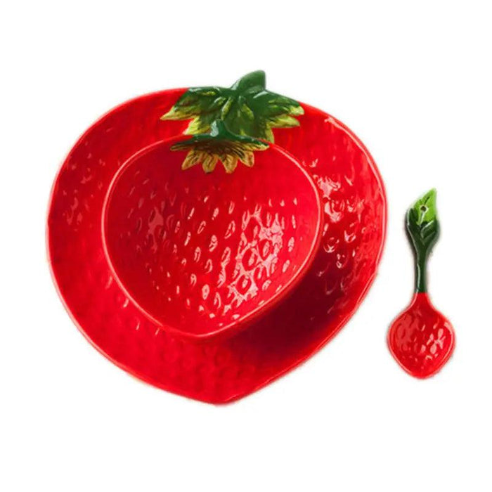 Charming Strawberry-Inspired Kids' Ceramic Dining Collection for Fun Mealtimes