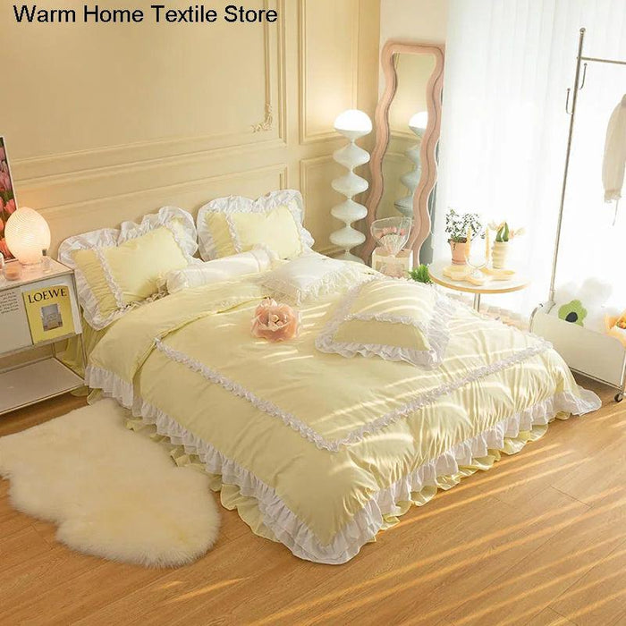 Sumptuous Korean-Style Washed Cotton Bedding Ensemble with Elegant Envelope Pillowcase Design