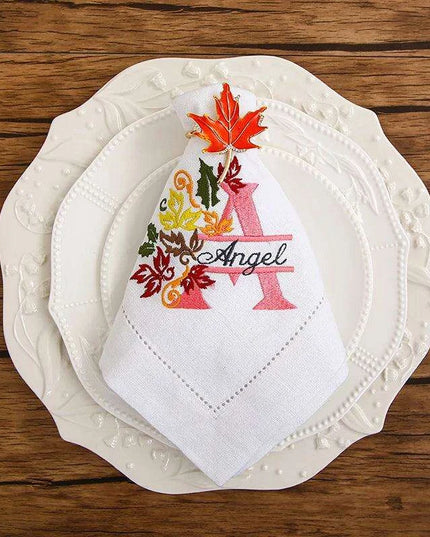 Custom Embroidered Luxury Napkins with Personalized Monogram - Elegant Dining Essential