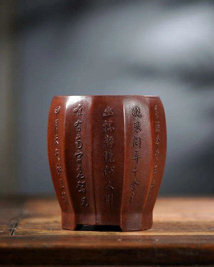 Vintage-Inspired Handcrafted Purple Sandstone Orchid Planter with Elegant Ribbed Detailing