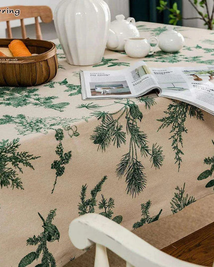 Chic Pine Green Festive Table Cover - Sophisticated Dining Essential