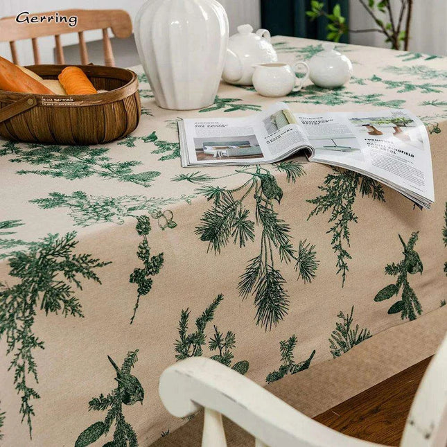 Chic Pine Green Festive Table Cover - Sophisticated Dining Essential