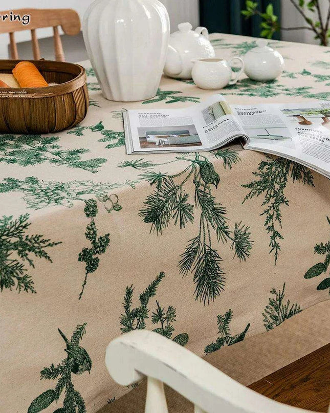 Chic Pine Green Festive Table Cover - Sophisticated Dining Essential