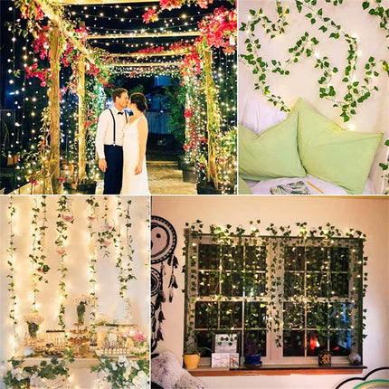 Botanical Leaf String Lights — Battery-Powered, Indoor & Outdoor