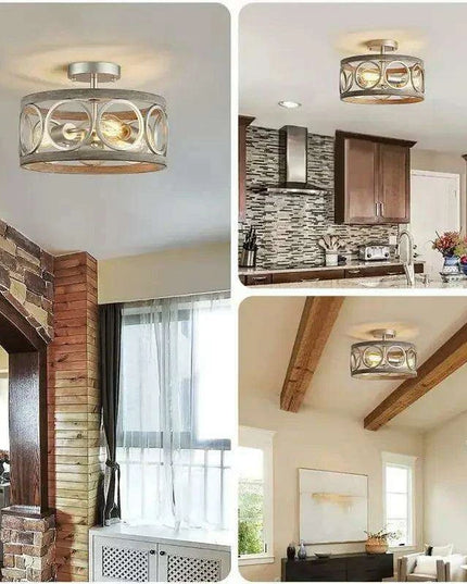 Rustic Farmhouse Circular Chandelier with Wood Grain Finish for Elegant Home and Restaurant Lighting