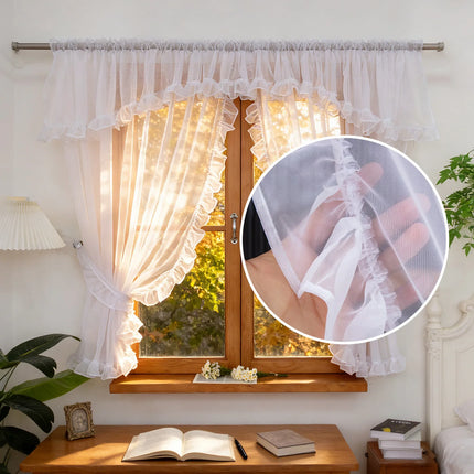 European Minimalist White Sheer Curtain — Pleated Tape, 2 Sizes