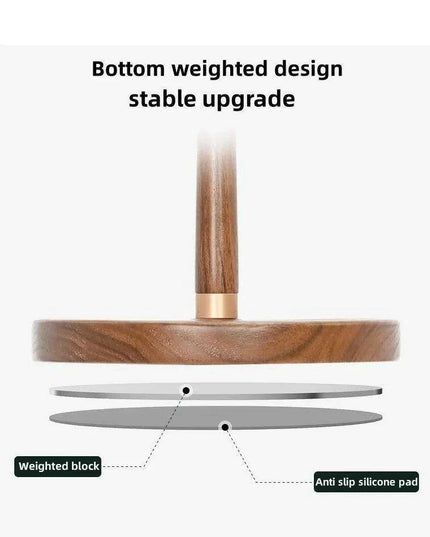 Elegant Walnut and Copper Earphone Stand - Chic Organizer for a Refined Workspace