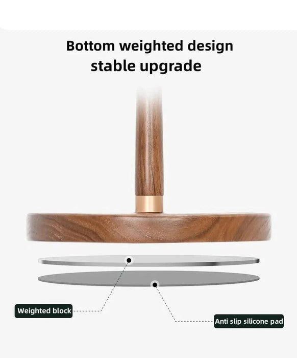Elegant Walnut and Copper Earphone Stand - Chic Organizer for a Refined Workspace