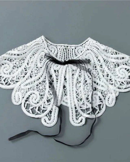 Embroidered Lace Detachable Collar for Women - Elegant White Shawl Accessory