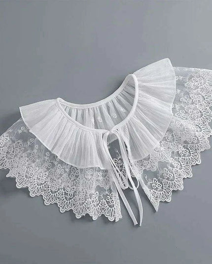 Embroidered Lace Detachable Collar for Women - Elegant White Shawl Accessory