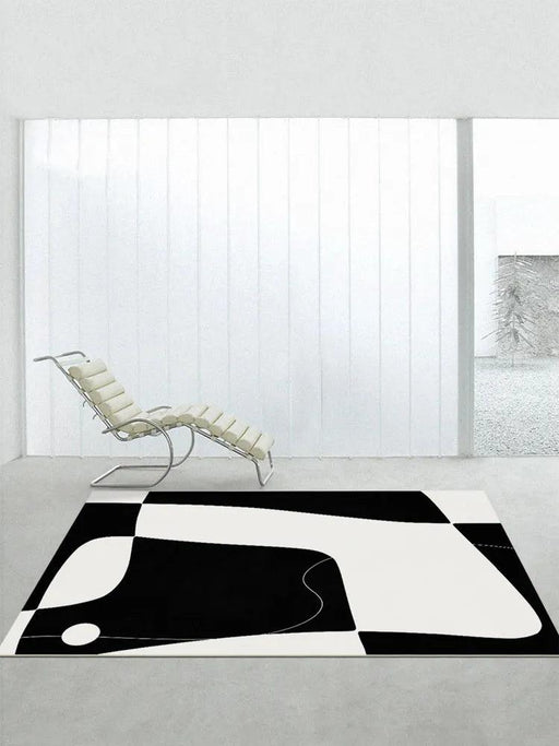 Luxurious Black and White Abstract Art Carpet with Enhanced Stability Features