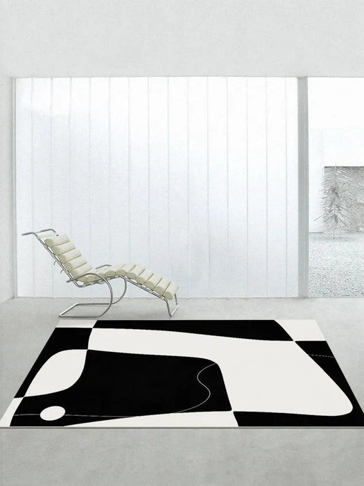 Luxurious Monochrome Abstract Art Rug with Enhanced Stability and Eco-Friendly Features