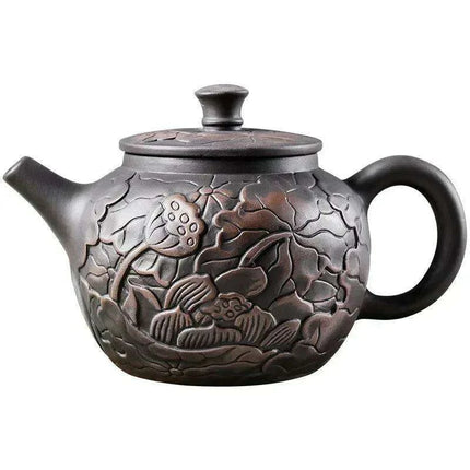 Enchanting Lotus Flower Handcrafted Purple Clay Tea Set for a Serene Brewing Experience