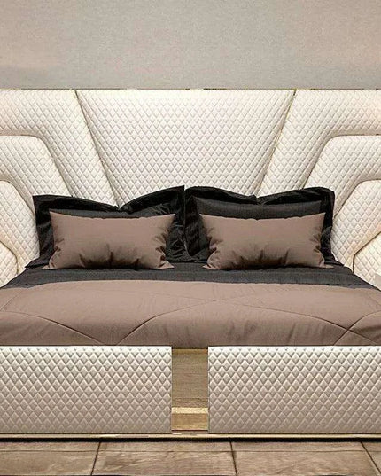 Elegant Customizable Leather King Bed Frame - Modern Luxury Design