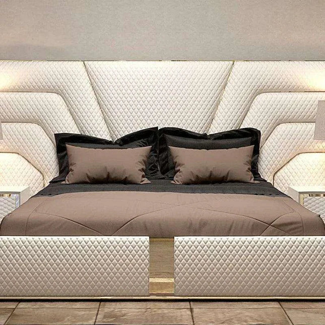 Elegant Customizable Leather King Bed Frame - Modern Luxury Design