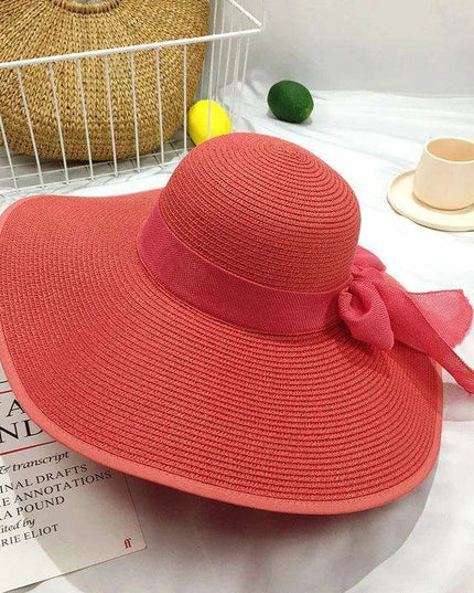 Korean-Inspired Oversized Foldable Women's Sun Hat - Ultimate 15CM Brim for Summer Getaways