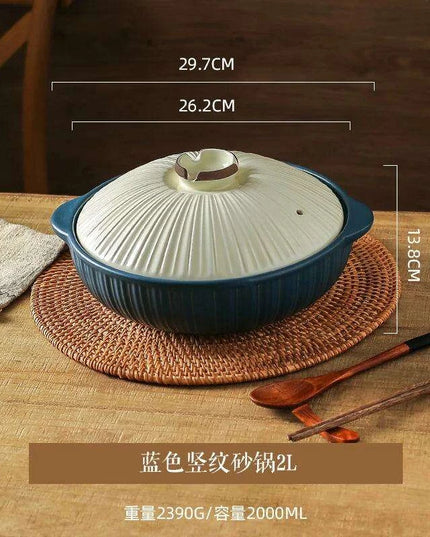 Japanese Ceramic Double Handle Stew Pot for Authentic Gas Stove Cooking