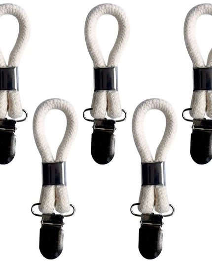 Cotton Braided Towel Holder Set with Sturdy Metal Clips - Elegant Space-Saving Solution for Home and Kitchen