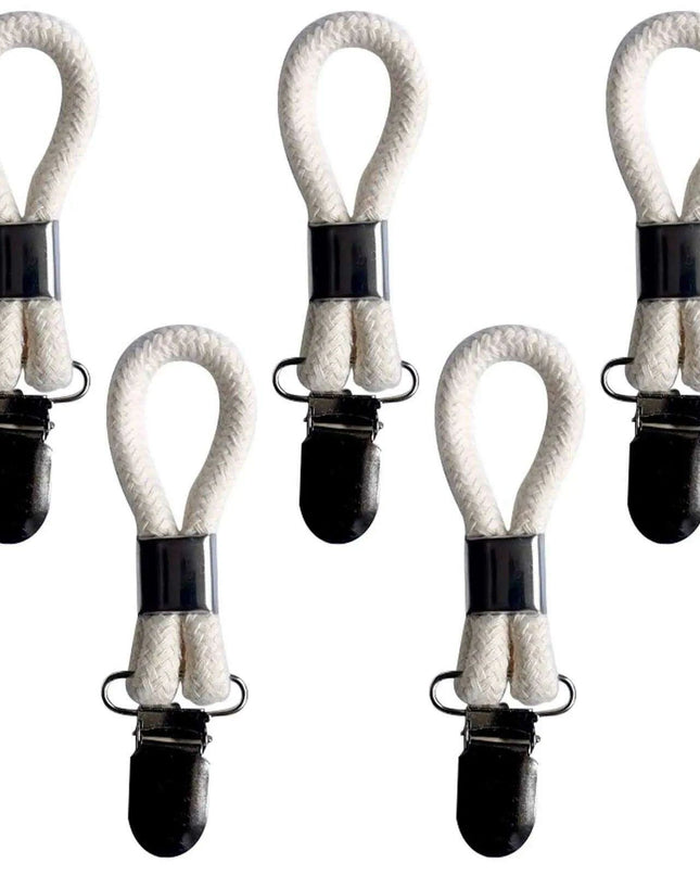 Cotton Braided Towel Holder Set with Sturdy Metal Clips - Elegant Space-Saving Solution for Home and Kitchen