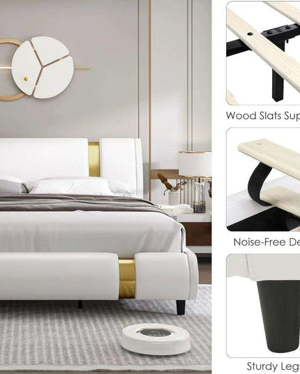 Elegant Golden Upholstered Adjustable Bed Frame