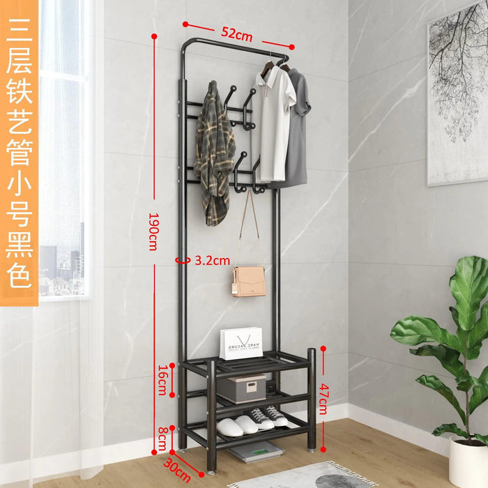 Modern Entryway Organizer with Hooks - Stylish Storage Solution for Shoes and Coats