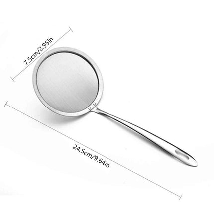 Japanese Stainless Steel Fine Mesh Skimmer Ladle with Extended Handle for Safe Oil and Steam Handling