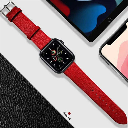 Crimson Glitter Leather Apple Watch Band - Luxe Sparkle Strap