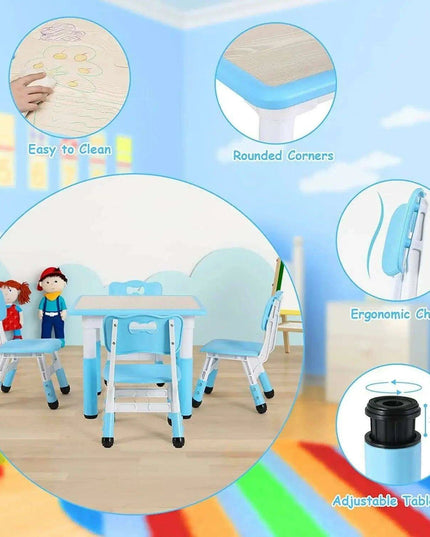 Creative Kids Adjustable Table and Chair Set with Interactive Graffiti Surface - Ideal for Ages 2-10
