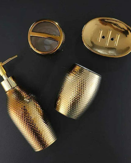 Golden Ceramic Bathroom Accessory Set