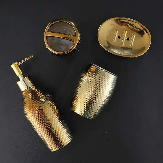 Golden Ceramic Bathroom Accessory Set