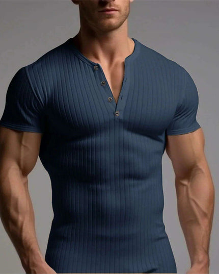 Men's Slim Fit V-Neck T-Shirt for Summer Running and Fitness Activities