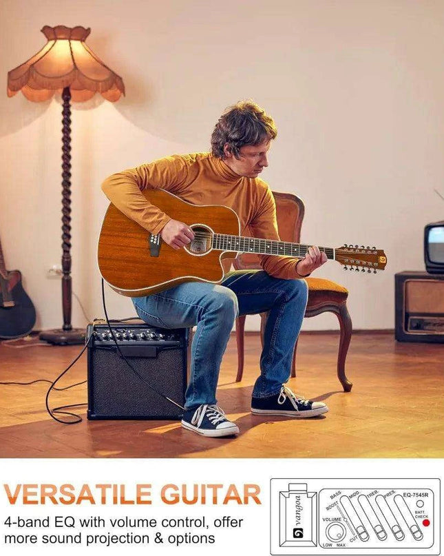 Young Musician's Premium 12 String Acoustic Electric Guitar with Sapele Body