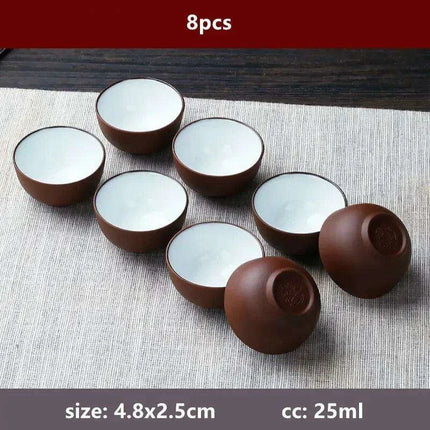 Exquisite Portable 8-Piece Handmade Yixing Purple Clay Teacup Set for Tea Lovers