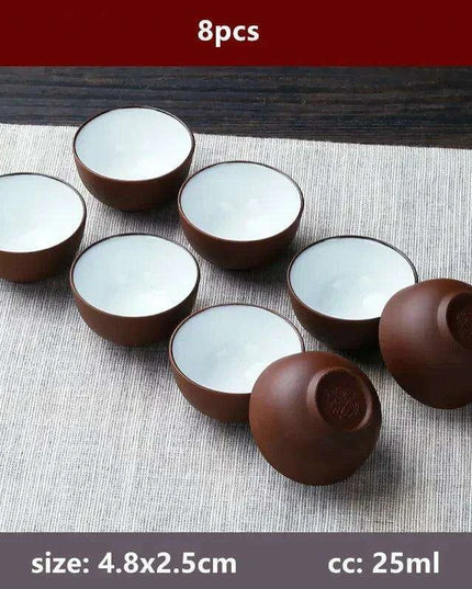 Exquisite Portable 8-Piece Handmade Yixing Purple Clay Teacup Set for Tea Lovers