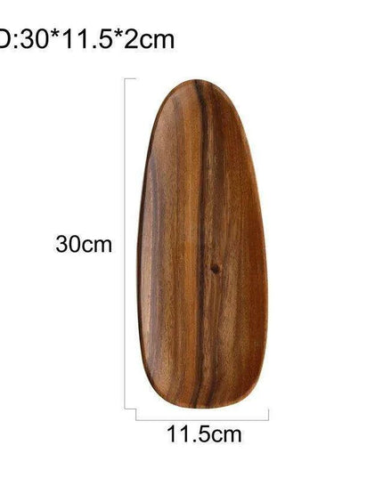 Rustic Irregular Oval Wooden Serving Platters for Sushi, Fruits, and Bread - Distinctive Decorative Dinner Plates for Home