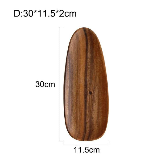 Rustic Irregular Oval Wooden Serving Platters for Sushi, Fruits, and Bread - Distinctive Decorative Dinner Plates for Home