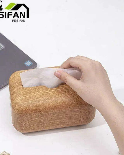 Elegant Walnut Tissue Holder for Modern Workspace Chic