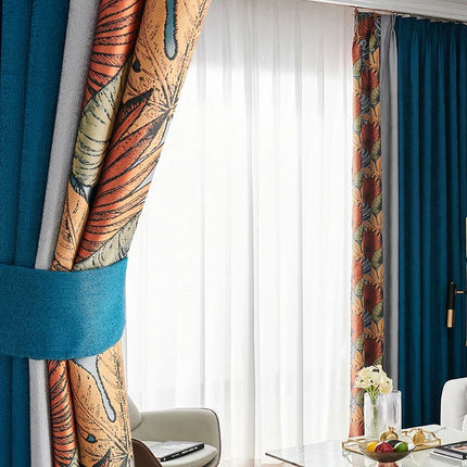 Luxury Thickened Curtains — Nordic Retro Stitching