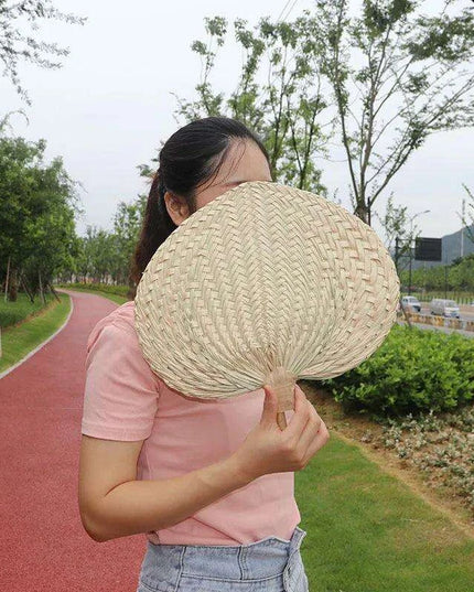 Vintage Raffia Hand Fan - Artisan Bamboo Cooling Accessory for Elegant Summer Celebrations