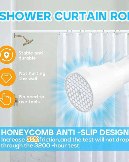 Adjustable 18' to 28' Stainless Steel Tension Shower Rod - No Drilling, Non-Slip, Rust-Free for Bathroom and Kitchen
