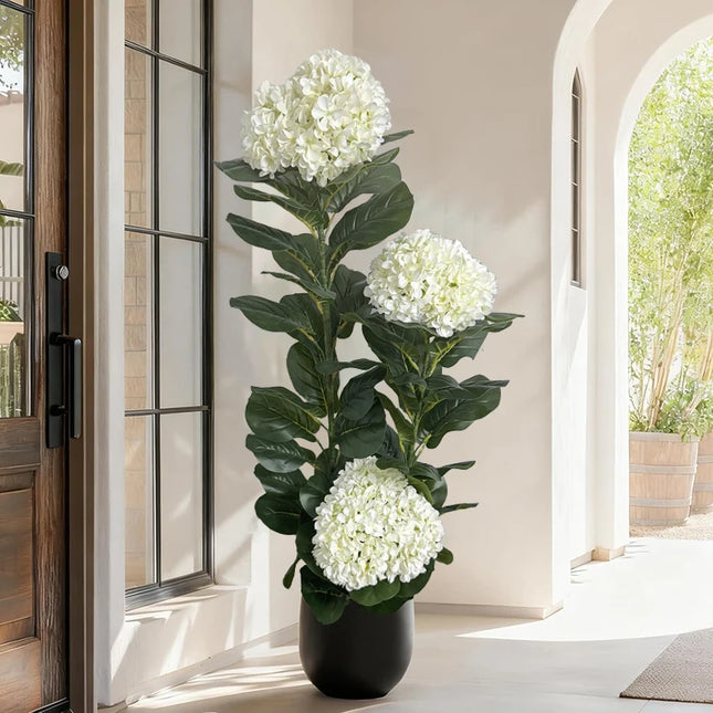 Artificial Hydrangea Plant — Blue or White, 50–150 cm, Without Pot